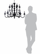 Black Italian 2 Tier 6+6 Lights 23 Inch Steel Chandelier Ceiling Light