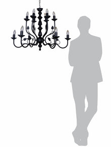 Black Italian 2 Tier 6+6 Lights 23 Inch Steel Chandelier Ceiling Light