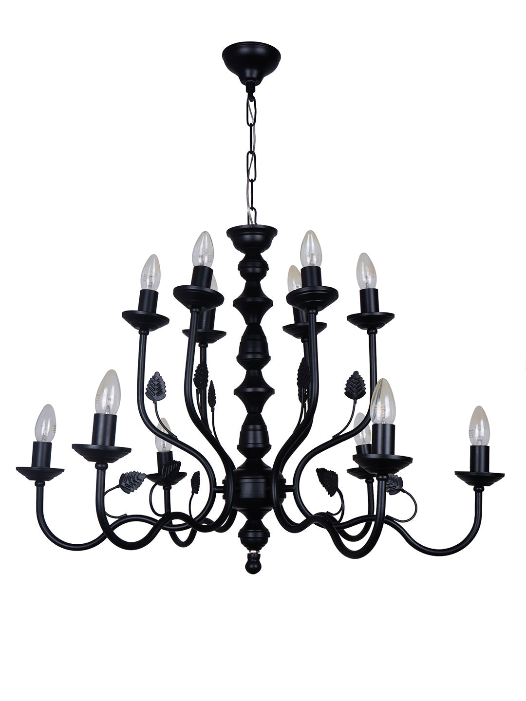 Black Italian 2 Tier 6+6 Lights 23 Inch Steel Chandelier Ceiling Light