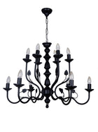 Black Italian 2 Tier 6+6 Lights 23 Inch Steel Chandelier Ceiling Light