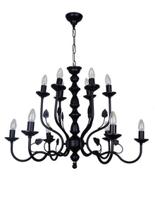 Black Italian 2 Tier 6+6 Lights 23 Inch Steel Chandelier Ceiling Light