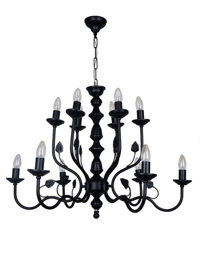 Black Italian 2 Tier 6+6 Lights 23 Inch Steel Chandelier Ceiling Light