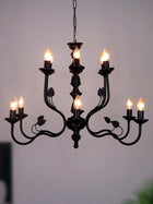 Black Italian 2 Tier 6+6 Lights 23 Inch Steel Chandelier Ceiling Light