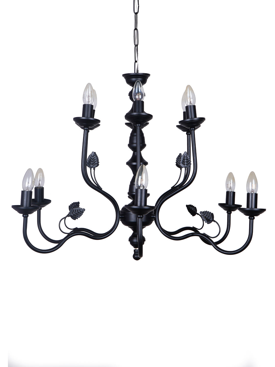 Black Italian 2 Tier 6+6 Lights 23 Inch Steel Chandelier Ceiling Light