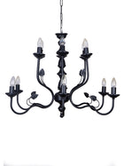 Black Italian 2 Tier 6+6 Lights 23 Inch Steel Chandelier Ceiling Light