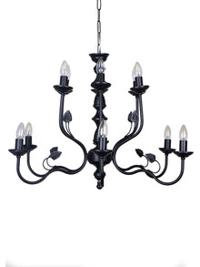 Black Italian 2 Tier 6+6 Lights 23 Inch Steel Chandelier Ceiling Light
