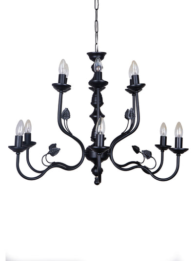 Black Italian 2 Tier 6+6 Lights 23 Inch Steel Chandelier Ceiling Light