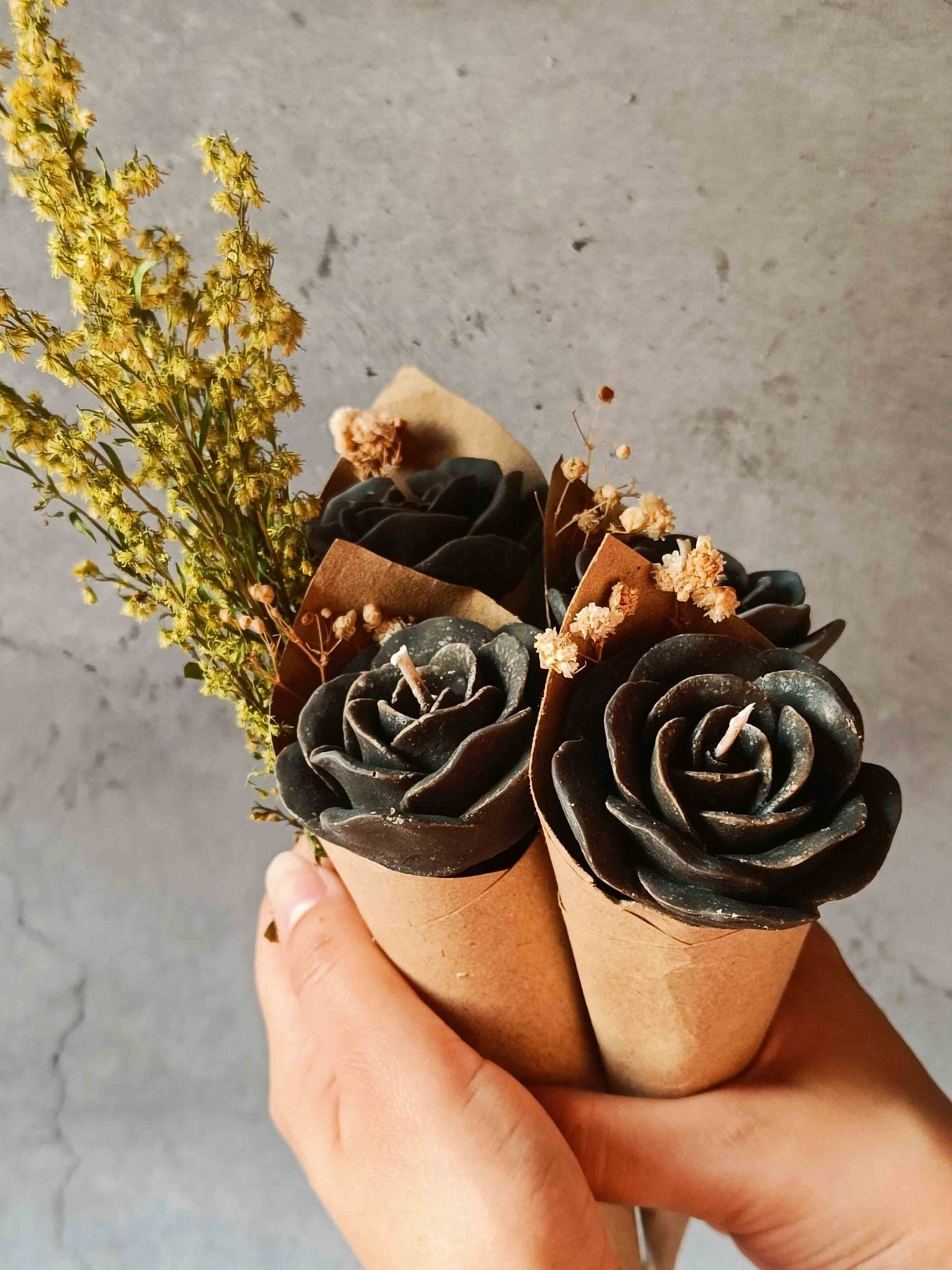 Black Rose Candle Flower Bouquet Sets