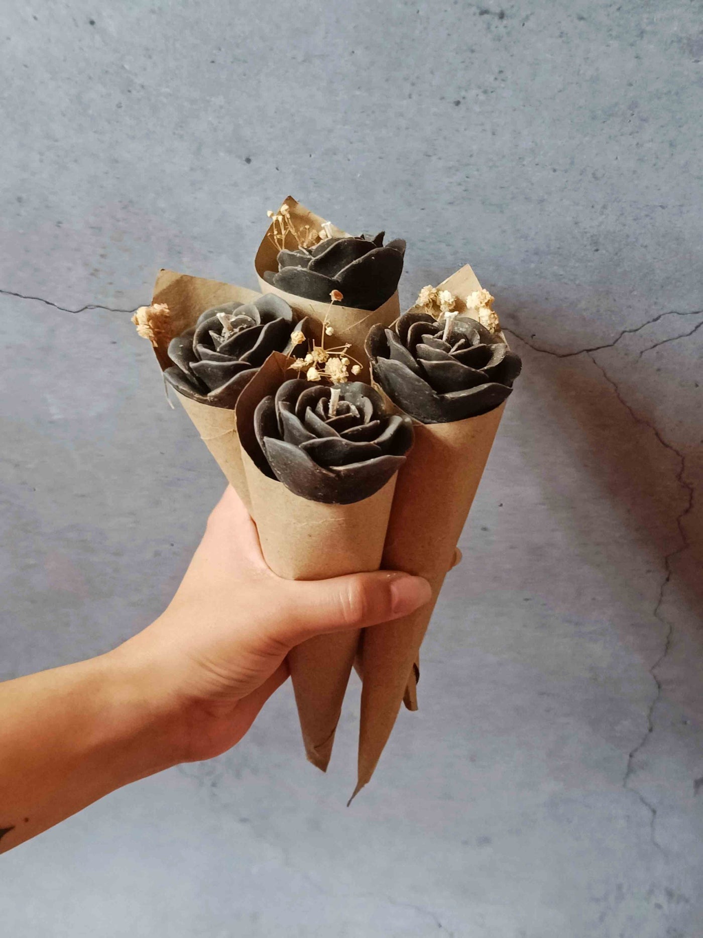 Candle Sets - Black Rose Flower Bouquet