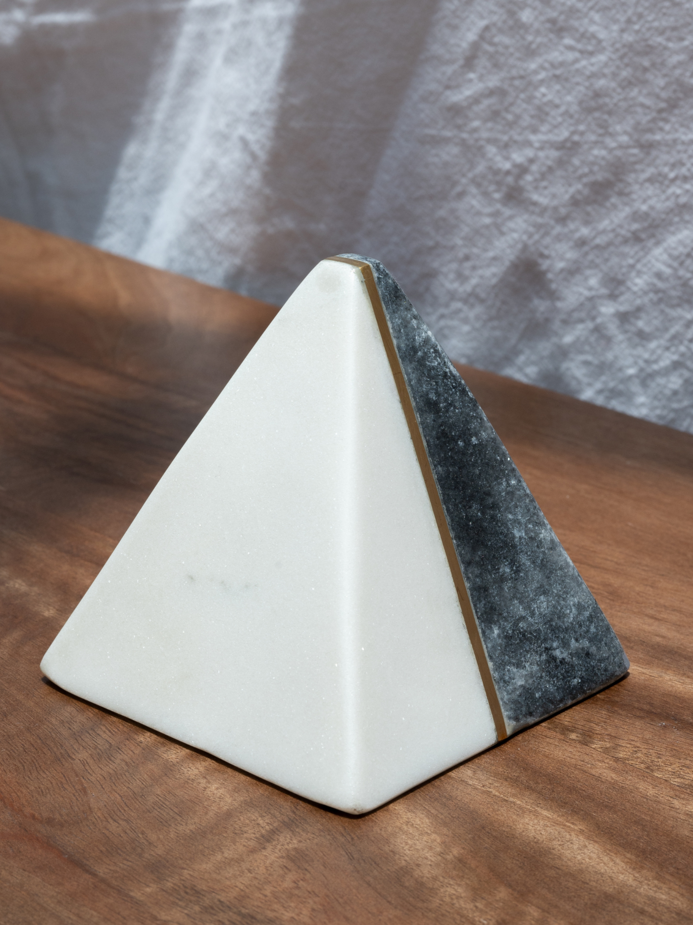 Marble Pyramid w/brass Inlay