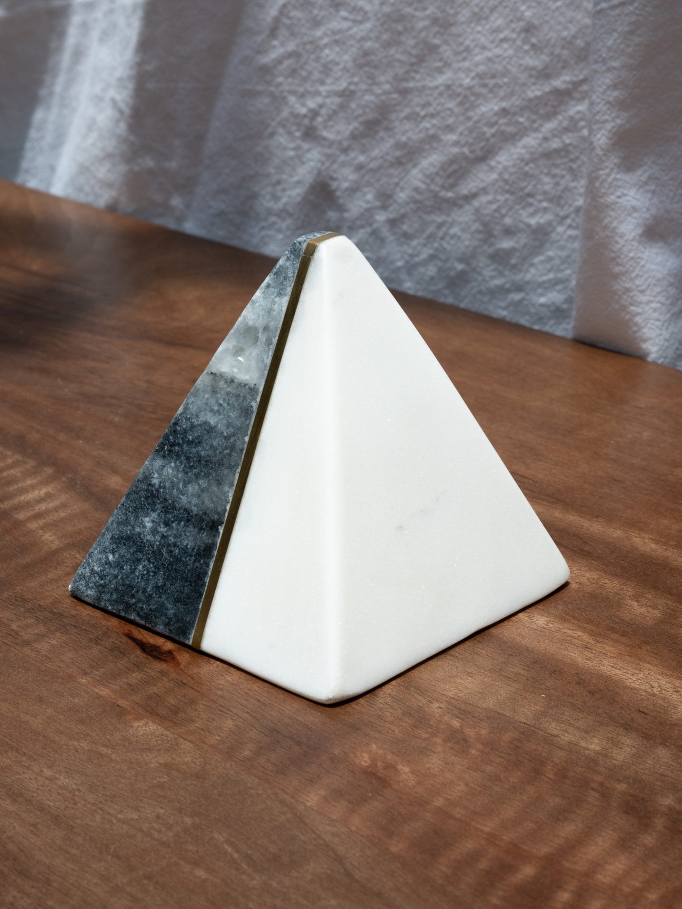 Marble Pyramid w/brass Inlay