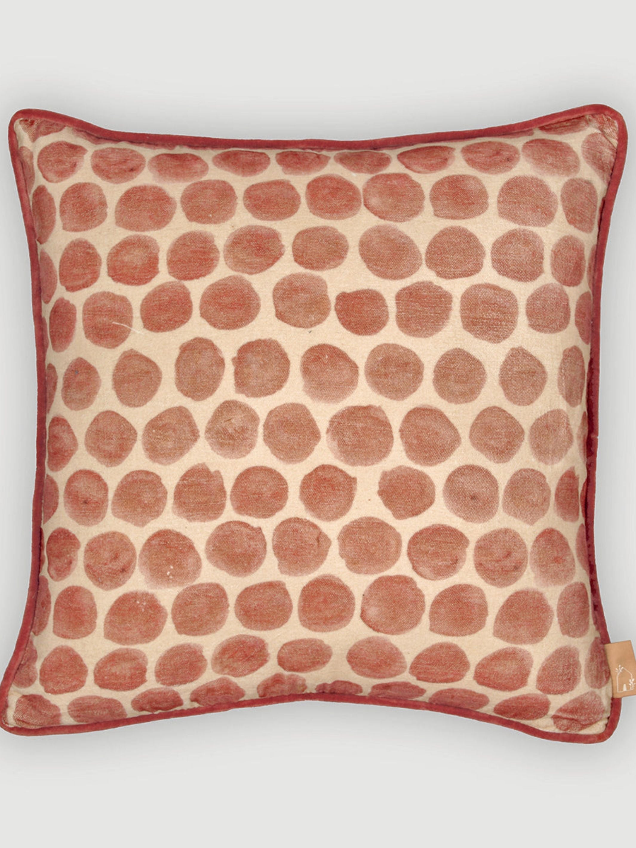 Polka Dot Rhubarb Velvet Cushion Cover