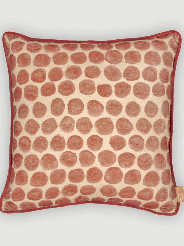 Polka Dot Rhubarb Velvet Cushion Cover