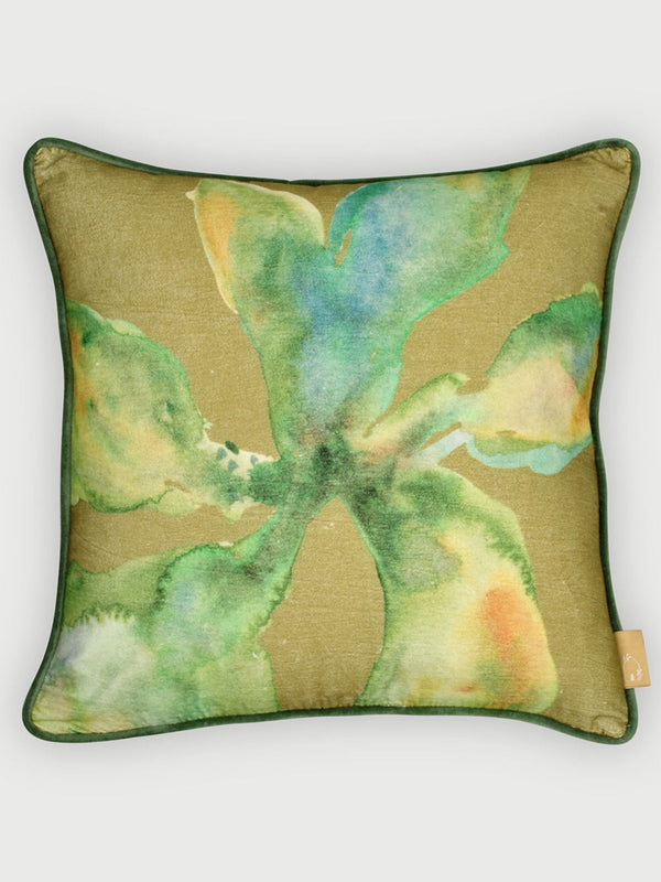 Bloom Olive Velvet Cushion Cover
