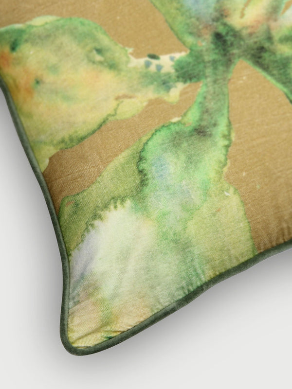 Bloom Olive Velvet Cushion Cover