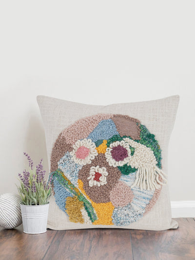 Blooming Cluster Embroidered Cushion