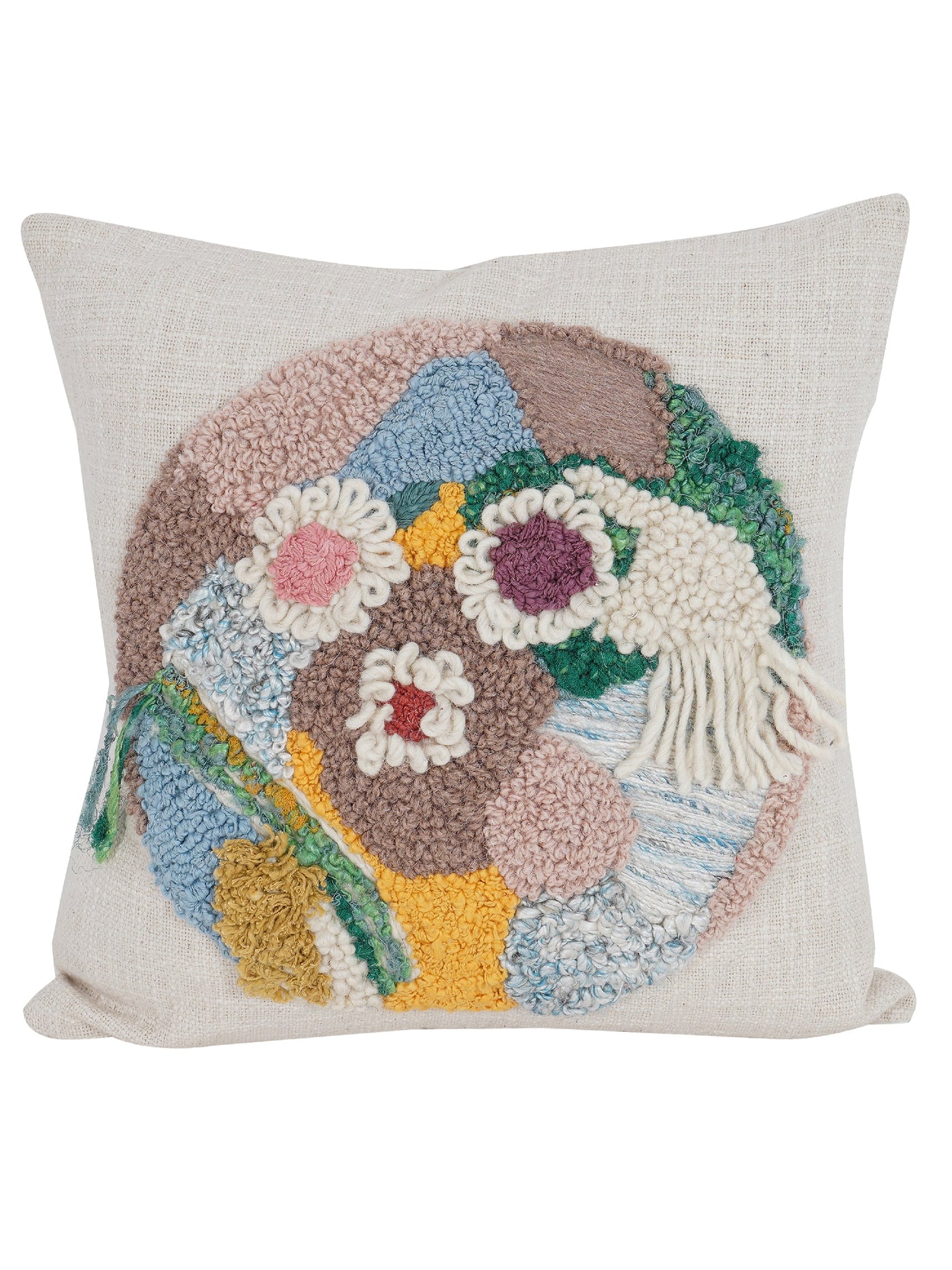 Blooming Cluster Embroidered Cushion
