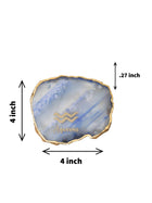 Blue Agate Zodiac Sign Aquarius Table Coaster