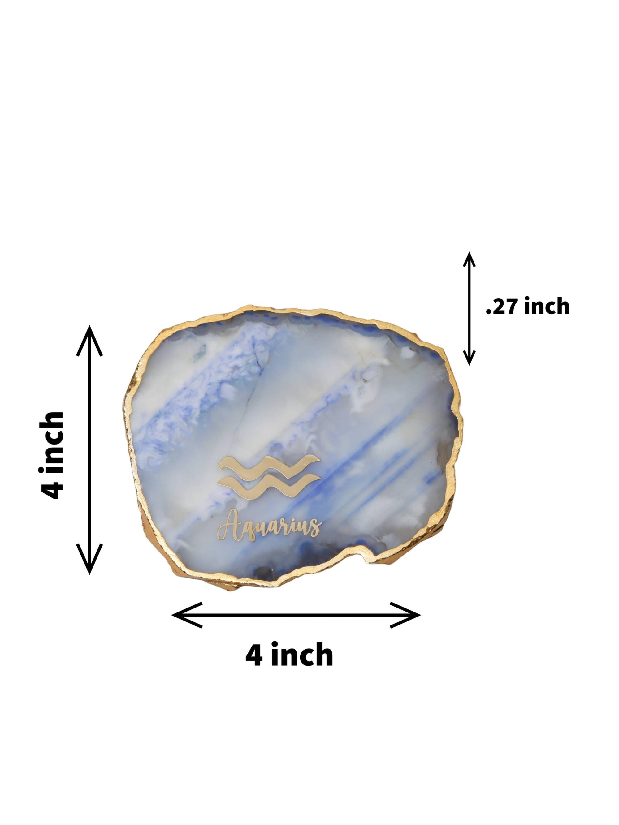 Blue Agate Zodiac Sign Aquarius Table Coaster
