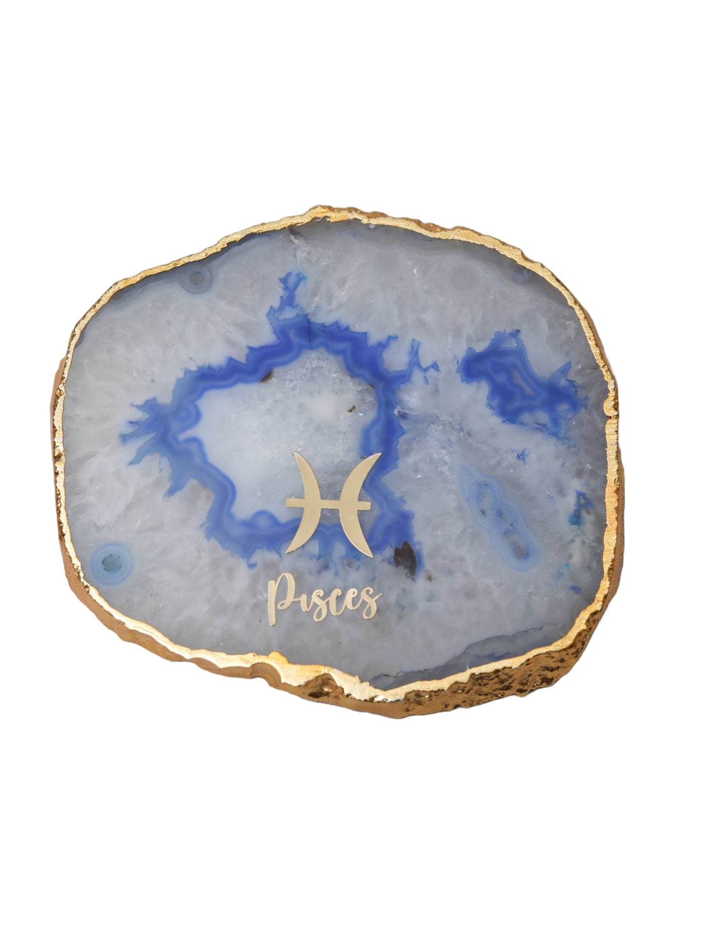 Blue Agate Zodiac Sign Pisces Table Coaster