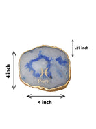 Blue Agate Zodiac Sign Pisces Table Coaster