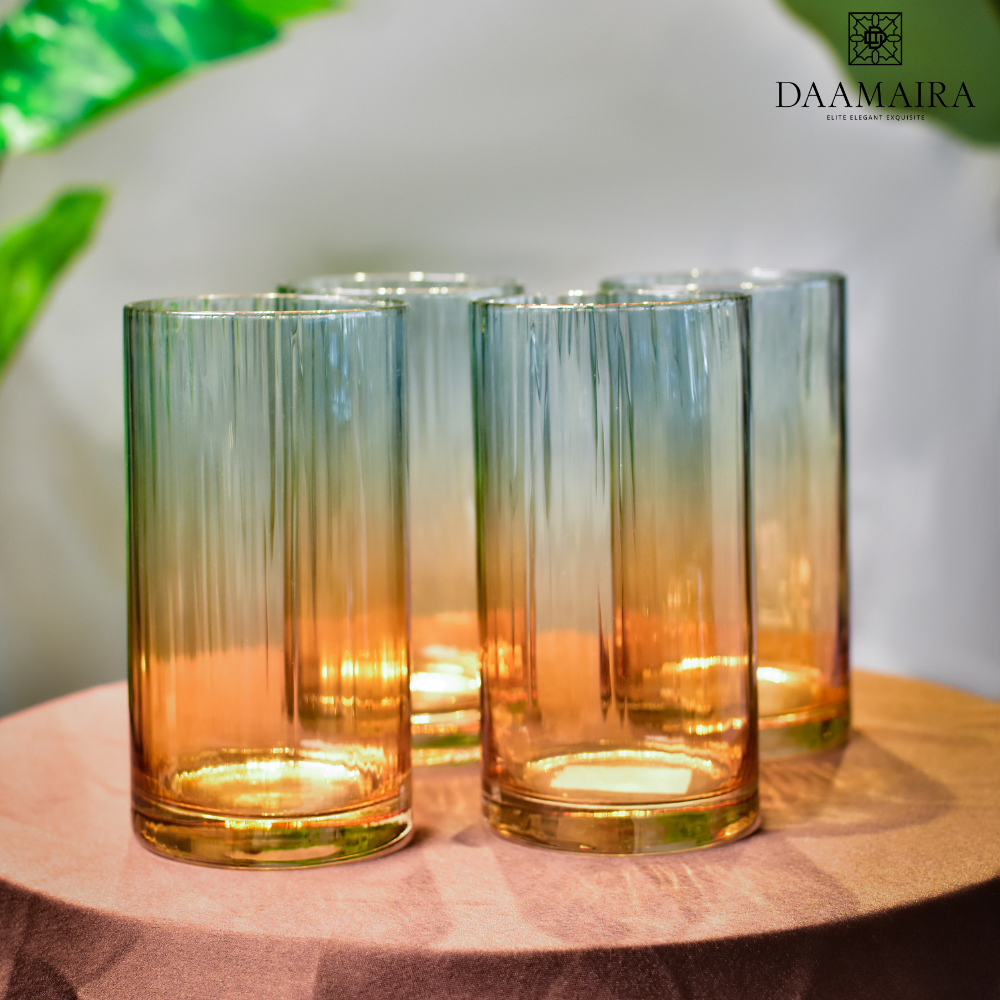Blue And Amber Ombre High Ball Glass