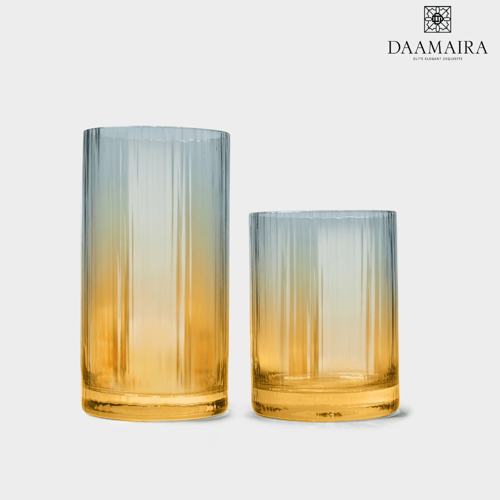 Blue And Amber Ombre High Ball Glass