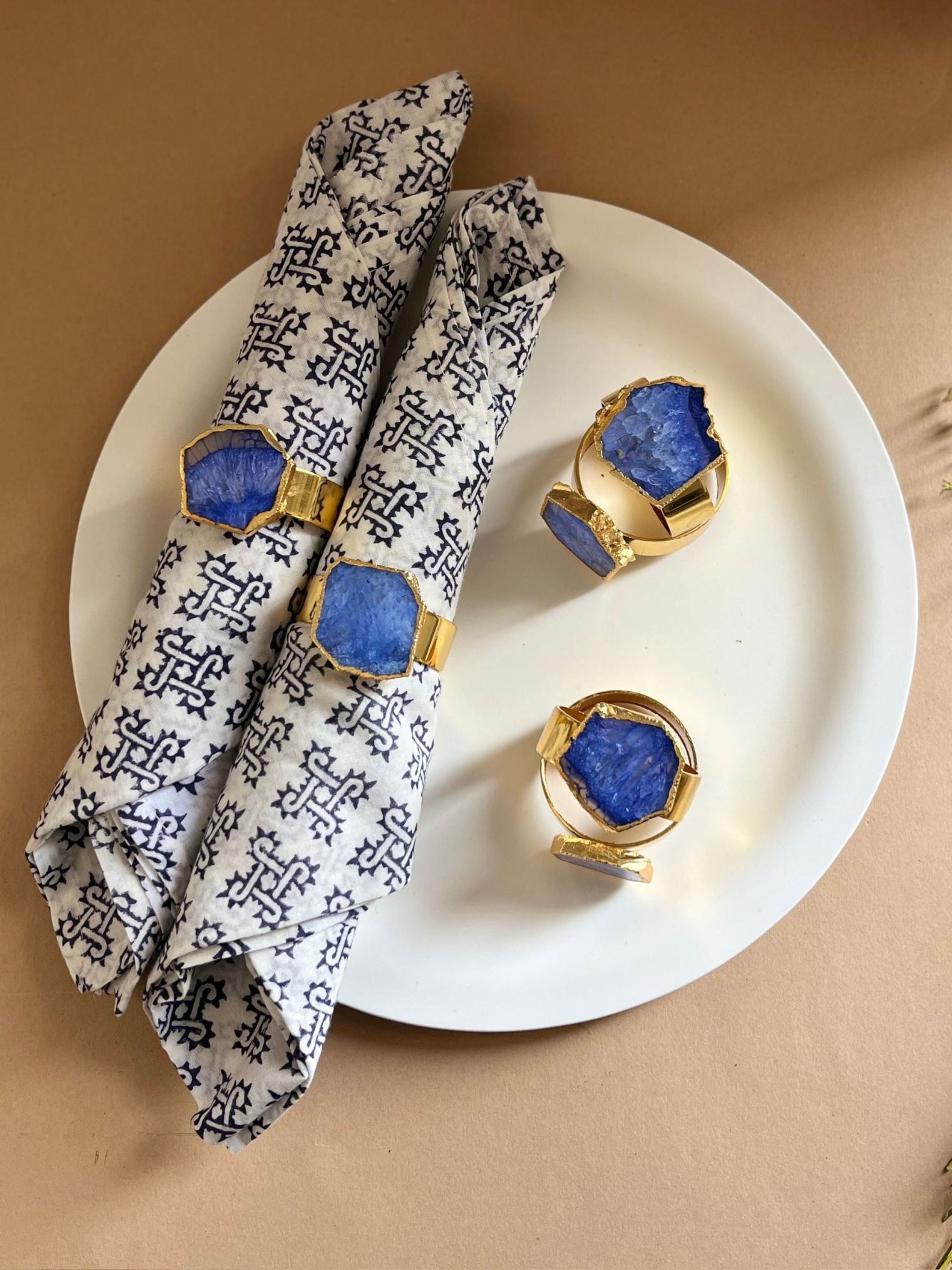 Crystal Agate Napkin Rings Set