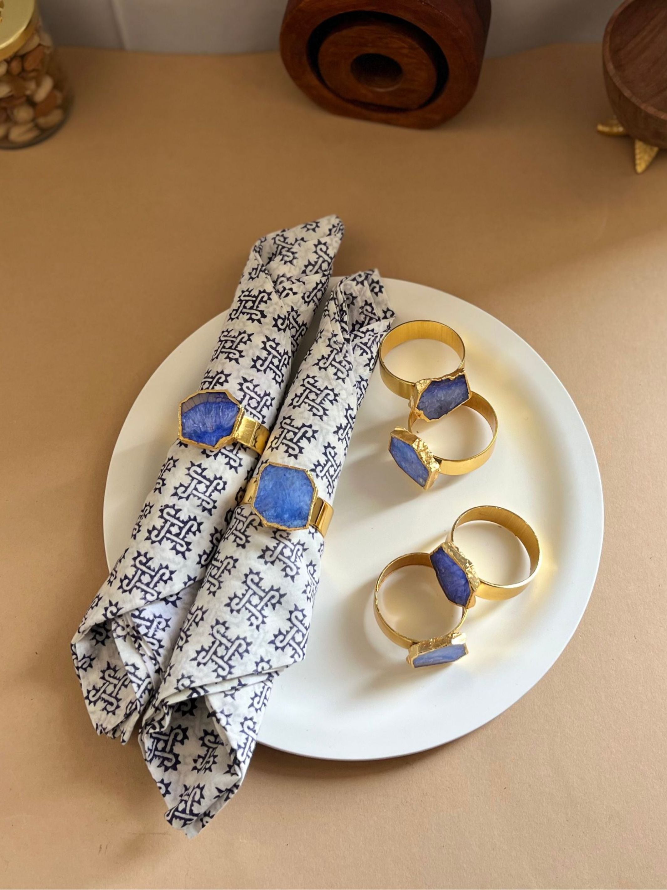 Crystal Agate Napkin Rings Set