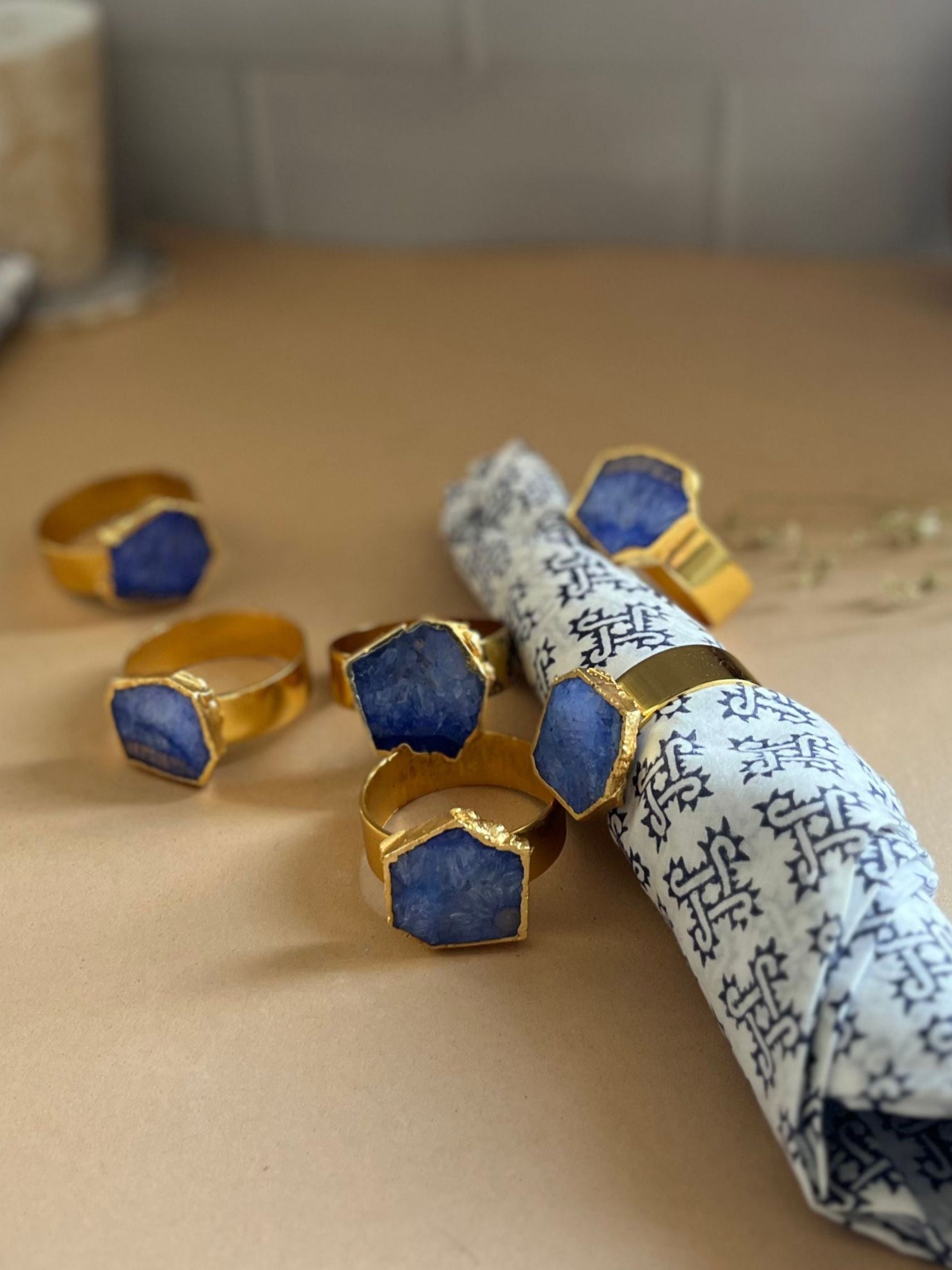 Crystal Agate Napkin Rings Set of 6