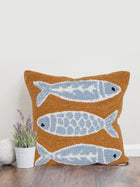 Cushion Cover - Blue Fish Embroidered