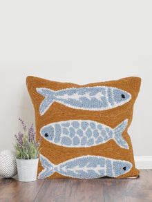 Cushion Cover - Blue Fish Embroidered