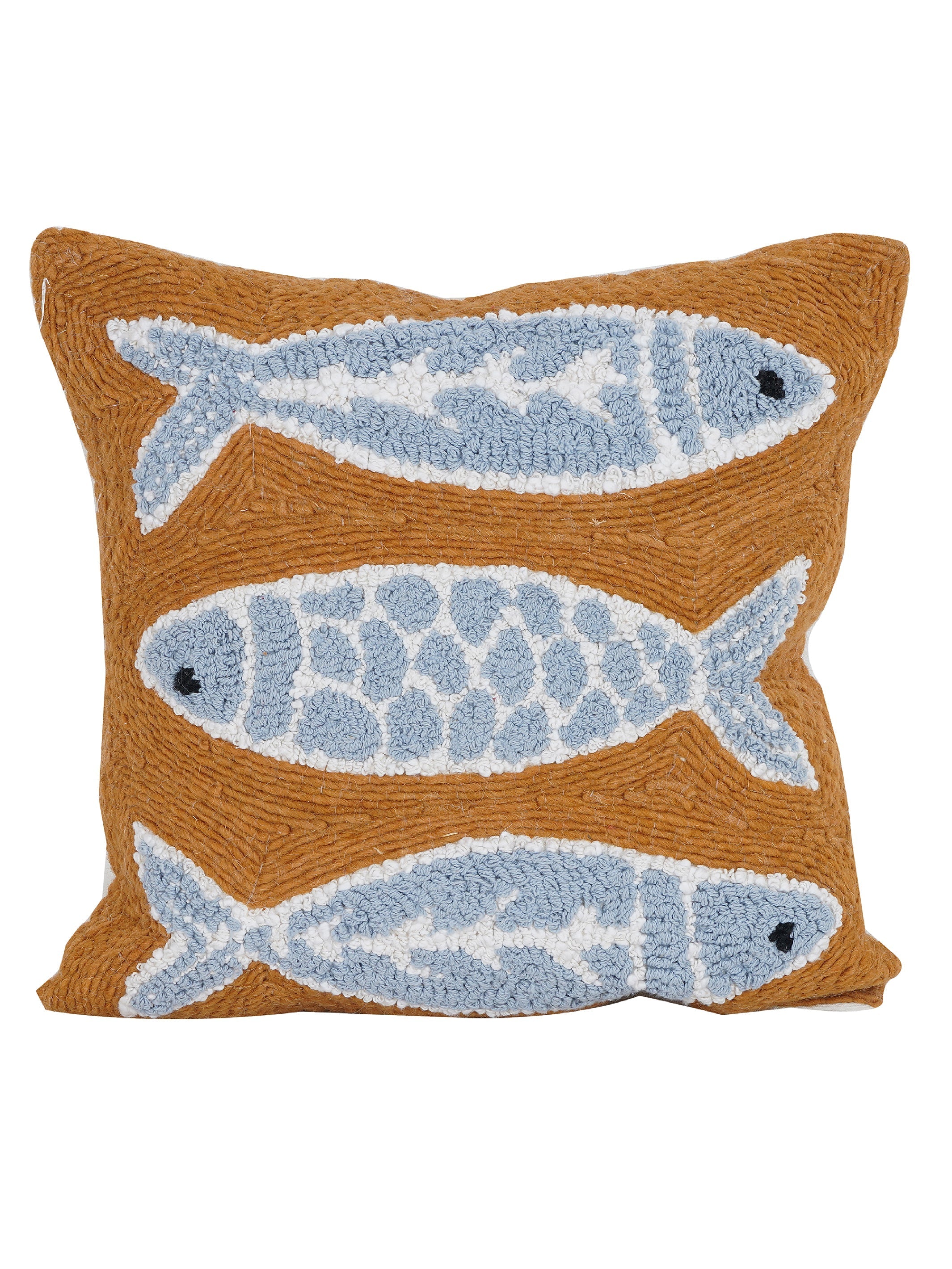 Cushion Cover - Blue Fish Embroidered