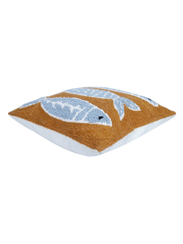 Cushion Cover - Blue Fish Embroidered