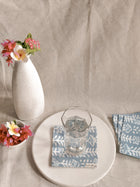 Cotton Coasters Set of 6 - Blue Leaf
