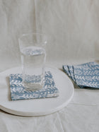 Cotton Coasters Set of 6 - Blue Leaf