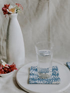 Cotton Coasters Set of 6 - Blue Leaf