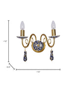 Blue Pottery Elegance: Handcrafted Floral Wall Sconce
