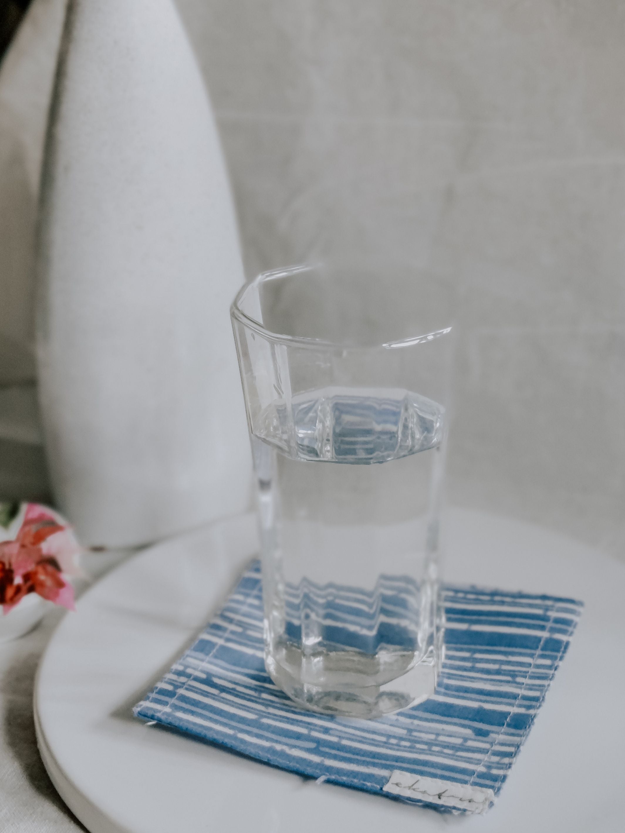 Cotton Coasters Set of 6 - Blue Strpies
