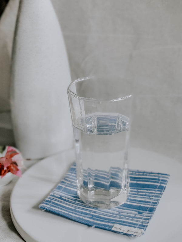 Cotton Coasters Set of 6 - Blue Strpies