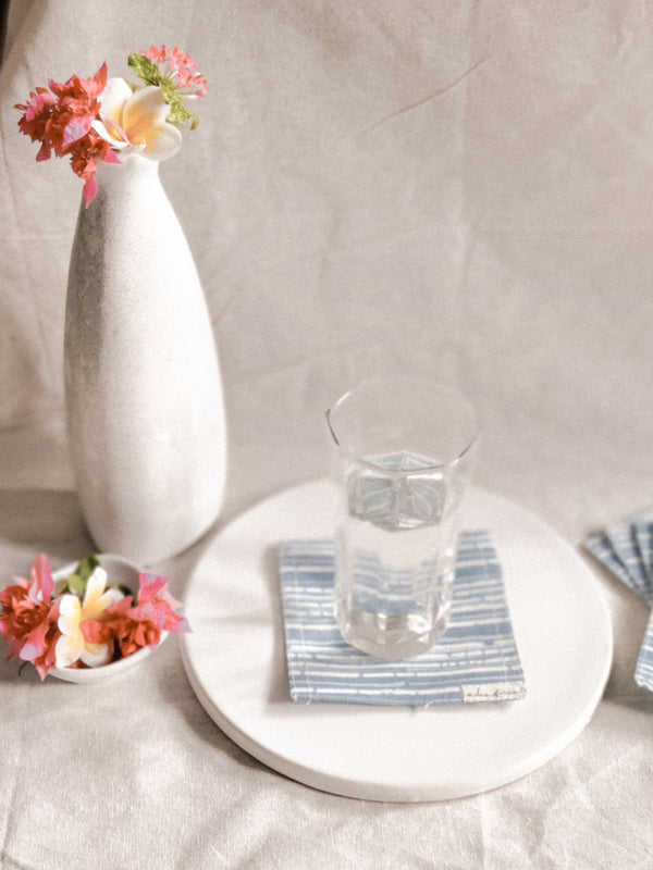 Cotton Coasters Set of 6 - Blue Strpies