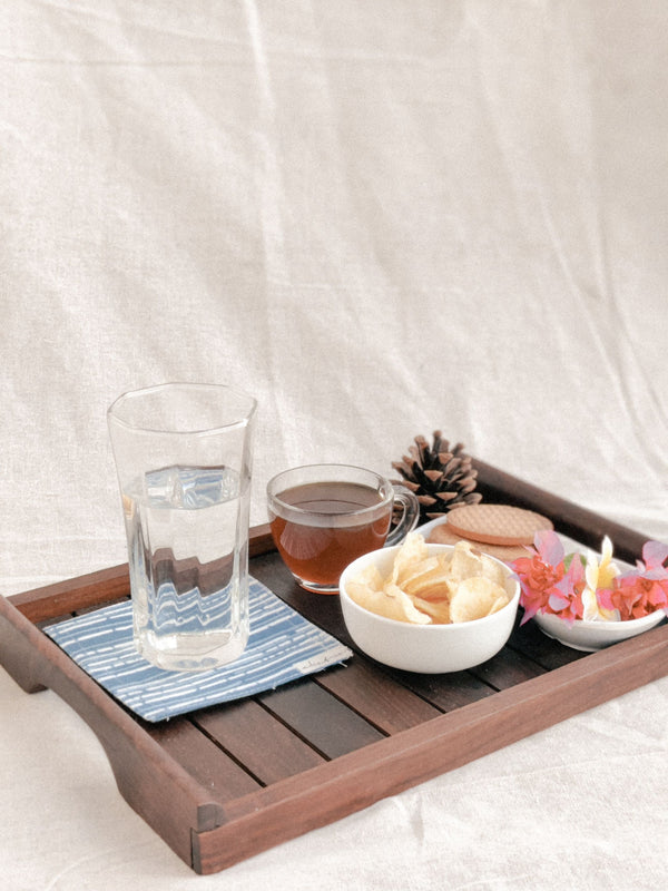 Cotton Coasters Set of 6 - Blue Strpies