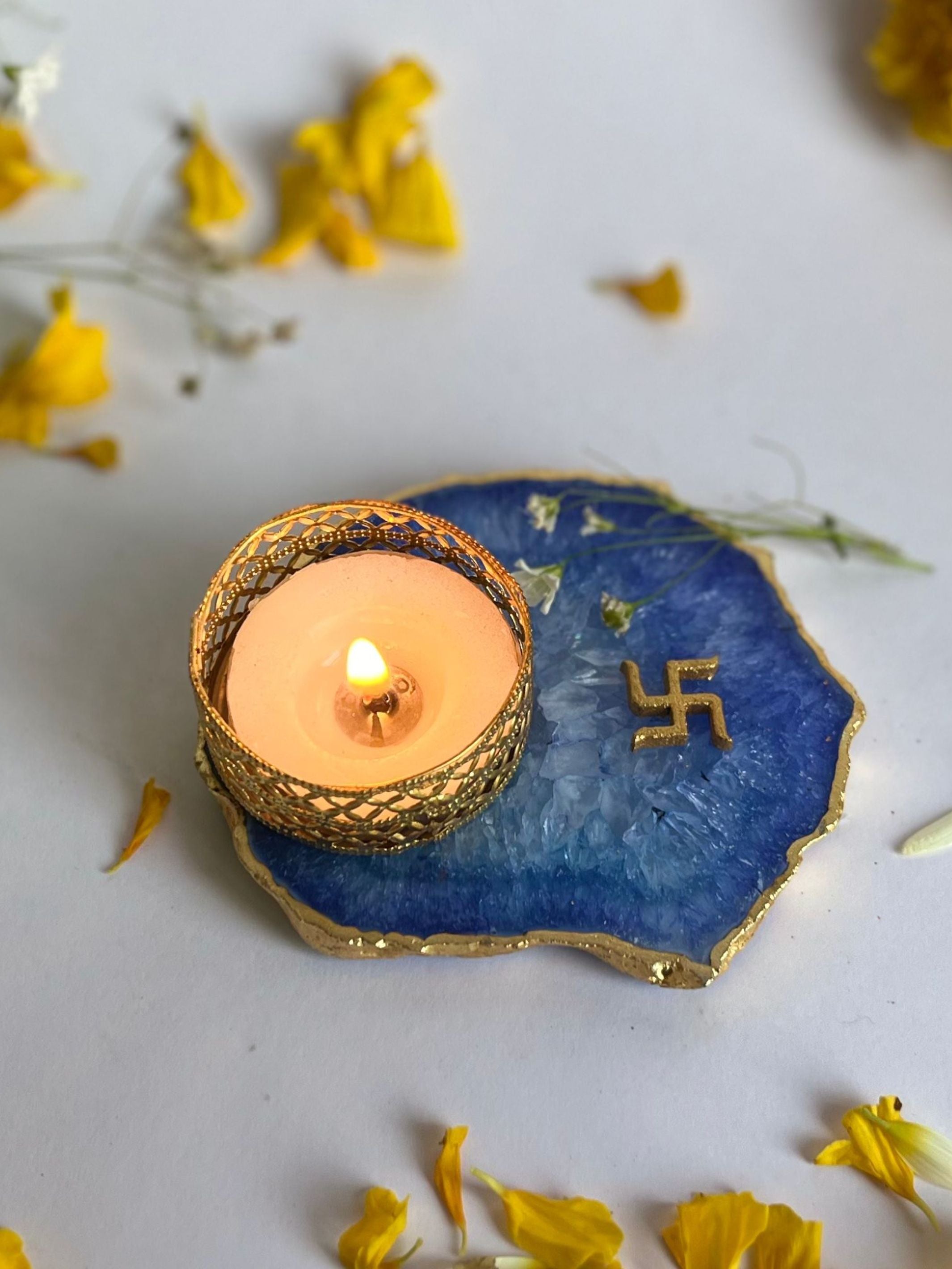 Swastik Tea Light Candle Holder Set of 2