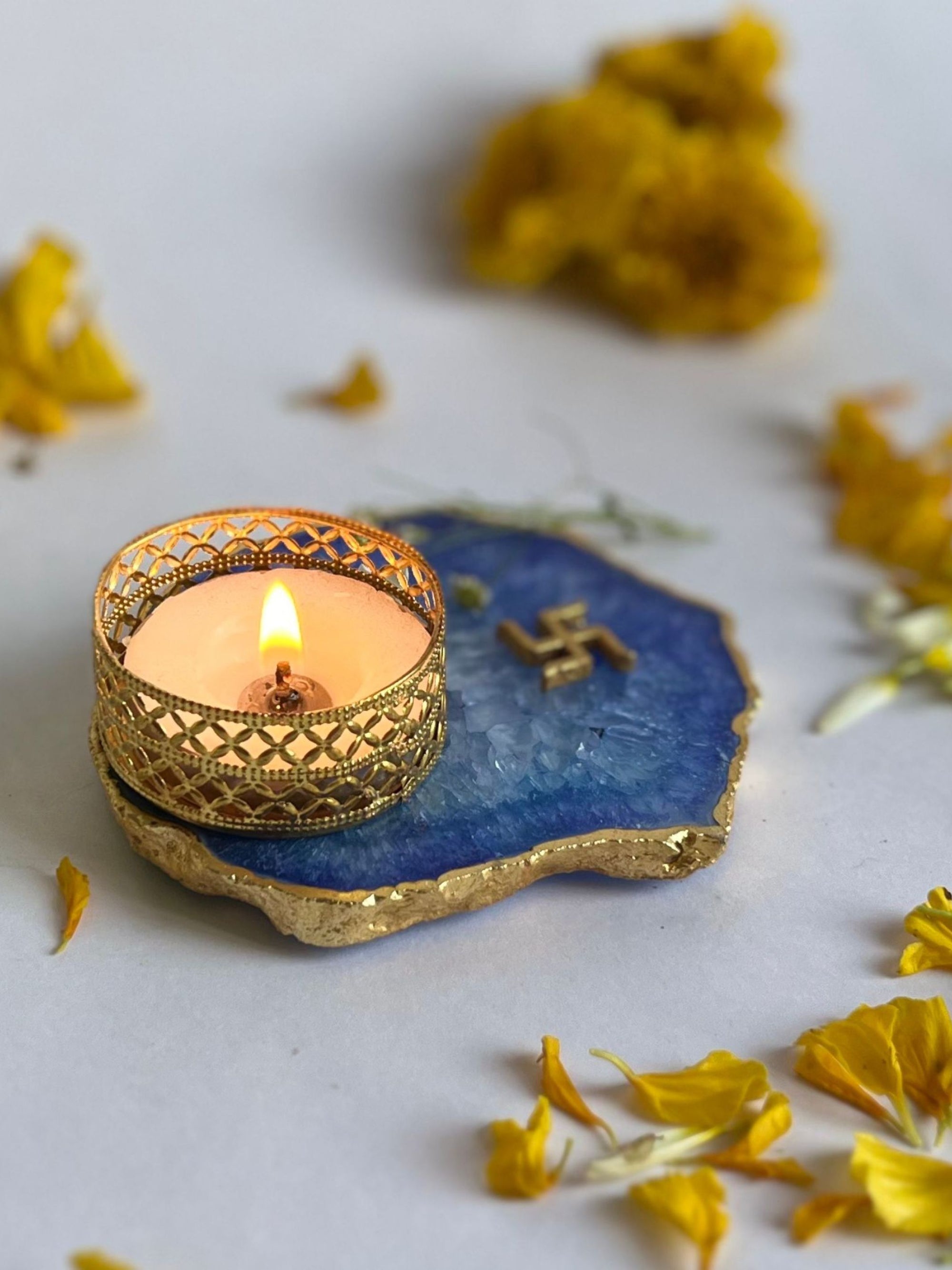 Swastik Tea Light Candle Holder Set of 2