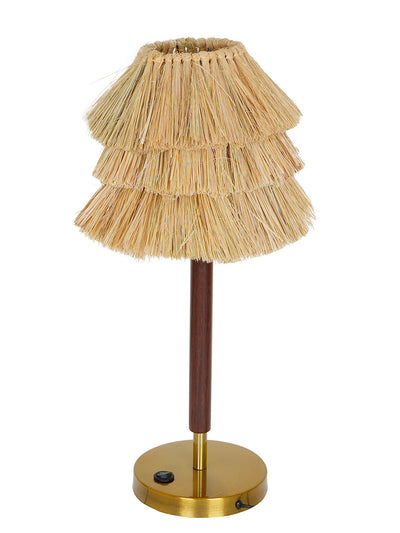 Bohemian Style Table Lamp with Munja Hay Shade