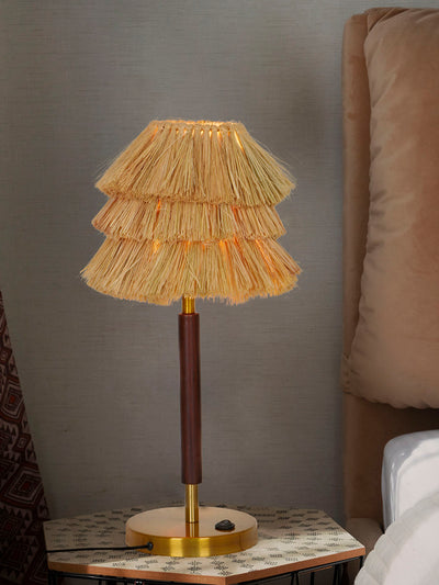 Bohemian Style Table Lamp with Munja Hay Shade