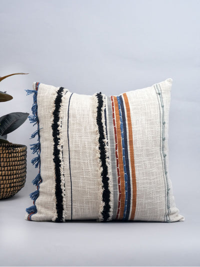 Boho Striped Textured Block Printed Cushion Cover