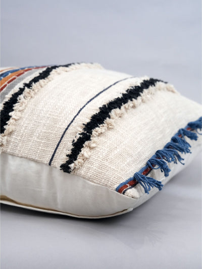 Boho Striped Textured Block Printed Cushion Cover