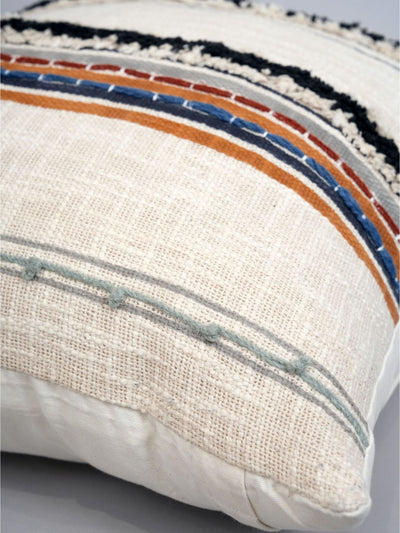 Boho Striped Textured Block Printed Cushion Cover