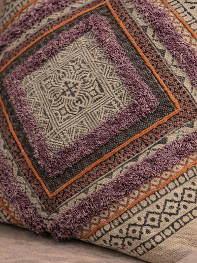 Boho Diamond Textured Block Print Cushion Cover